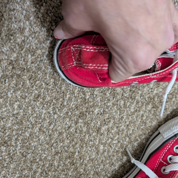 Converse Women's Red Canvas Sneakers - Picture 10 of 13